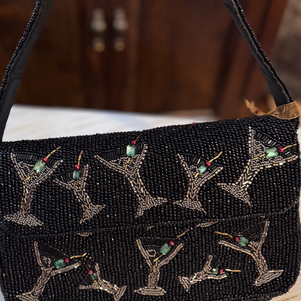 Viral Dirty Martini Olives Black Beaded Shoulder Bag - Picture 6 of 9